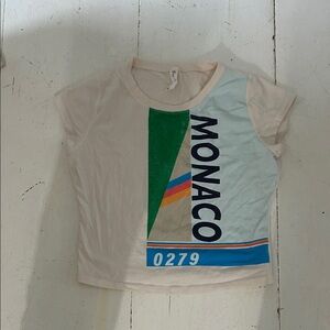 Monaco women’s Small Graphic Tee - Cream and Green